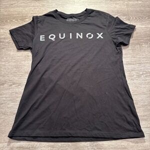 Equinox Shirt Womens XL Black Short Sleeve Graphic Tee Casual Comfort Fitness‎